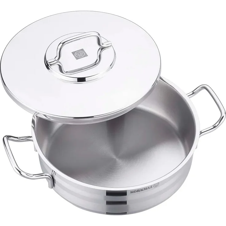 Korkmaz Astra2 Low Casserole 32 x 12 cm - 10,25 L, Edelstahl-Kochtopf mit Deckel – Bild 4