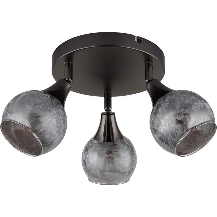 Deckenleuchte, schwarz-chrom, Glas geeist, beweglich, D 32cm – Bild 6