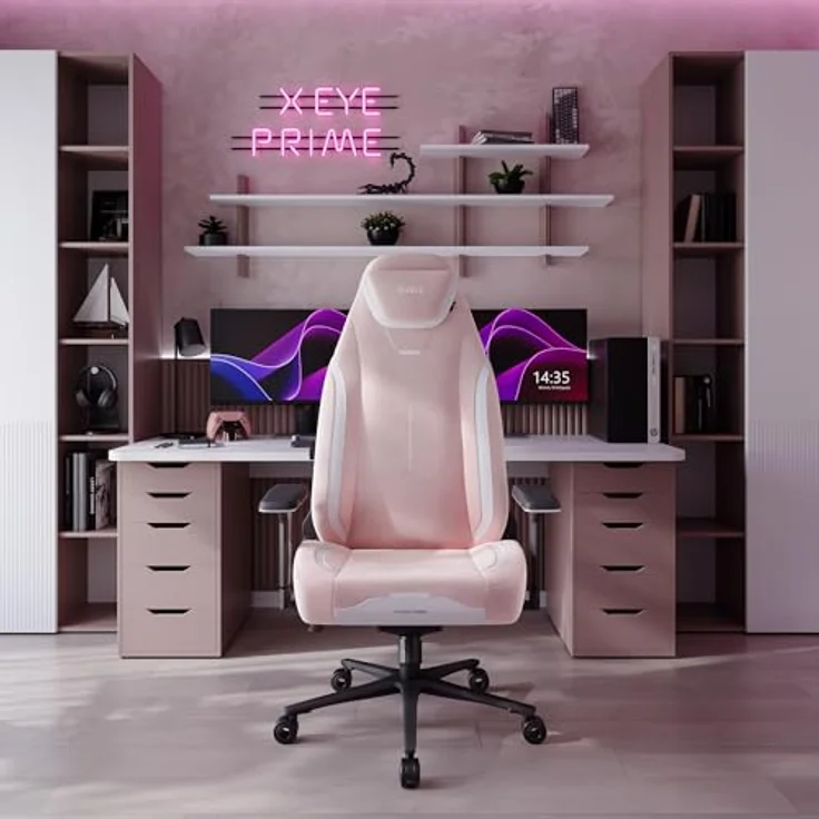 Diablo Ergonomischer Gaming Stuhl Stoff X.Eye Prime Pc Stuhl mit Magnet-Kopfstütze Gaming Sessel Kühlfunktion Gaming Stuhl Ergonomisch Strapazierfähiger Stoff Gaming Chair 140 kg Akira Pink – Bild 15