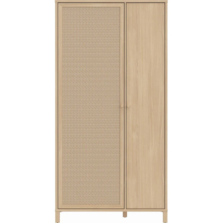 Forte SKELBIT Kleiderschrank 100, schmaler Schrank, 2-türig, Flur, Jugendzimmer, Schlafzimmer, Holzwerkstoff, Elegancia Eiche Holzdekor|Technorattan, 101,3 cm breit x 200,9 cm hoch x 52,9 cm tief – Bild 7