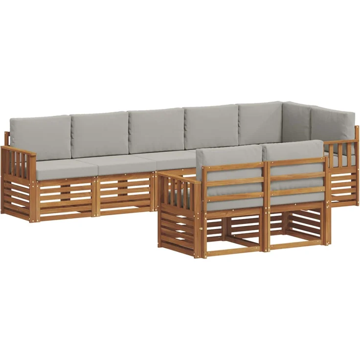 vidaXL Outdoor-Sofagarnitur 8 stk. 8-Sitzer Natur und Hellgrau 3375001 – Bild 2