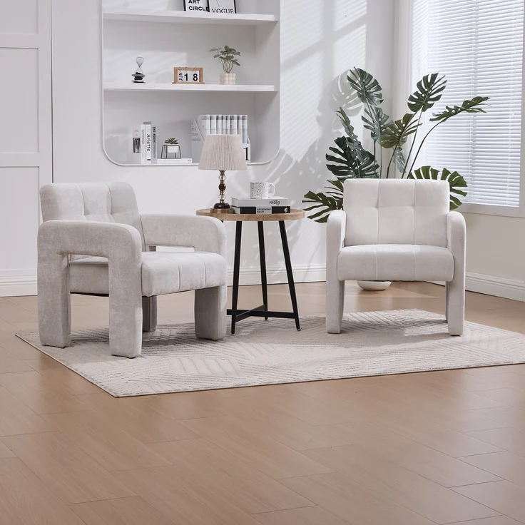 LVHOM Sessel Skandinavischer Stil, Polstersessel Cordstoff, Relaxsessel Einzelsessel Loungesessel, für Wohnzimmer, Büro, Schlafzimmer, Beige – Bild 10