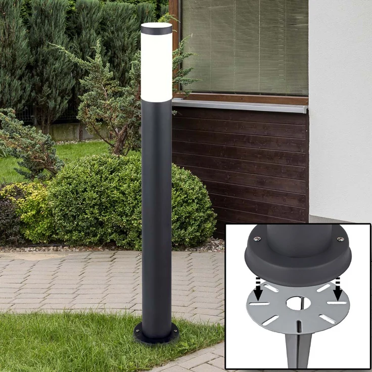 LED Stehleuchte, Edelstahl anthrazit mit Erdspieß – Bild 3