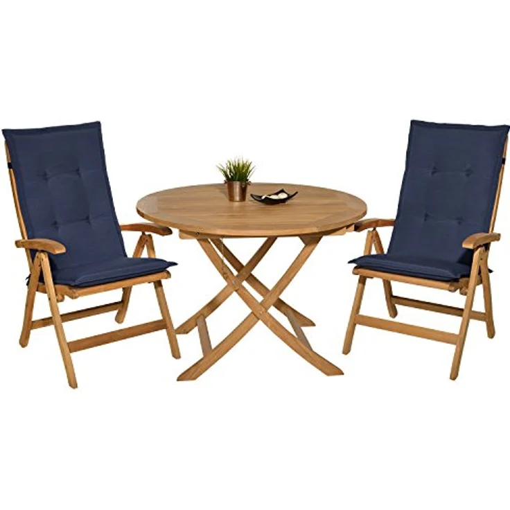 Beautissu 4er Set Hochlehner Auflagen Loft HL 120 x 50 x 6 cm Dunkelblau – Bild 8
