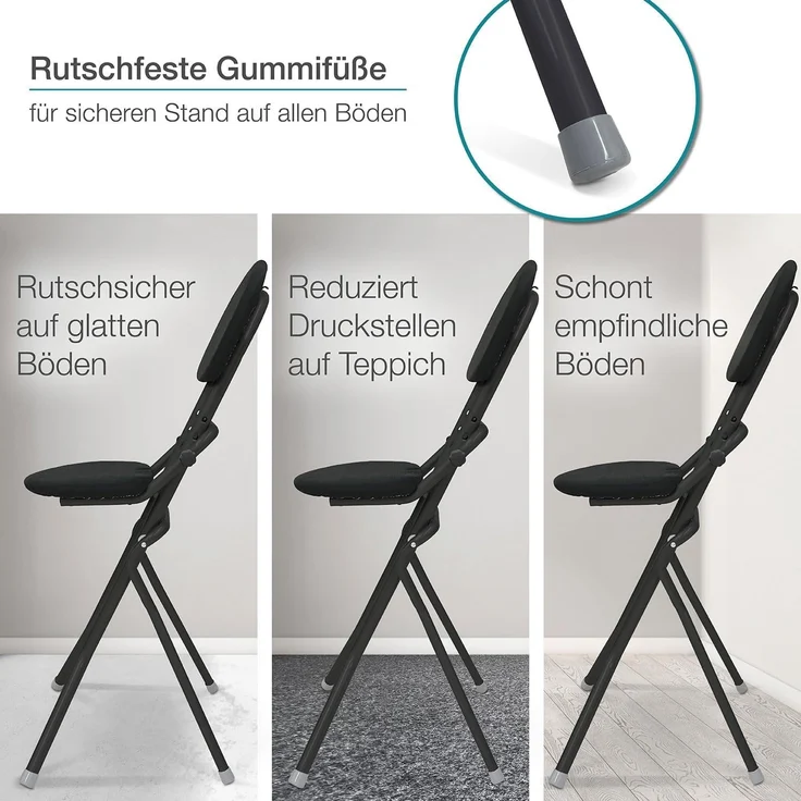 ELONEO Stehhilfe ELONEO Sitzhilfe/Bügelstehhilfe, mit Rückenkissen, belastbar bis 120kg, höhenverstellbar, rutschfest & platzsparend – Bild 6