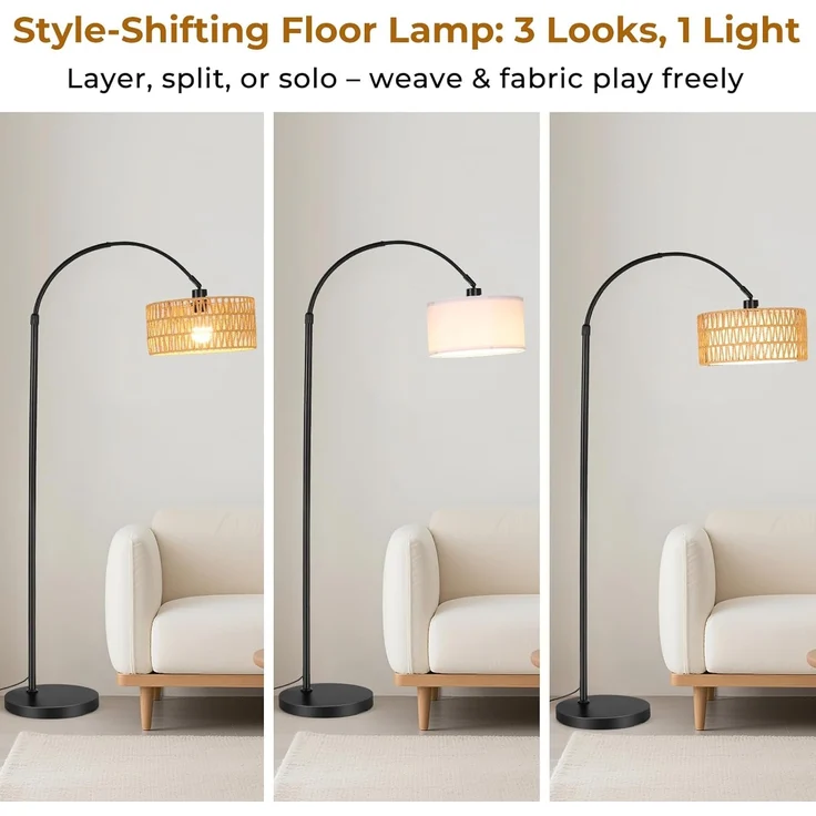YICAIZI Stehlampe Wohnzimmer - 9W LED Dimmbar Bogenlampe mit Fernbedienung & RGB E27 Lampe, Bogen Stehende Lampe 900 Lumen Stehend Leselampe mit 3 Farbtemperaturen für Schlafzimmer, Büro, Schwarz – Bild 9