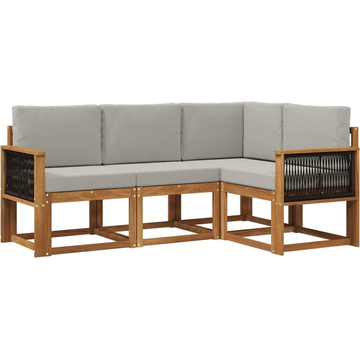 vidaXL Outdoor-Sofagarnitur 4 stk. 4-Sitzer Natur und Hellgrau 3385172 – Bild 2