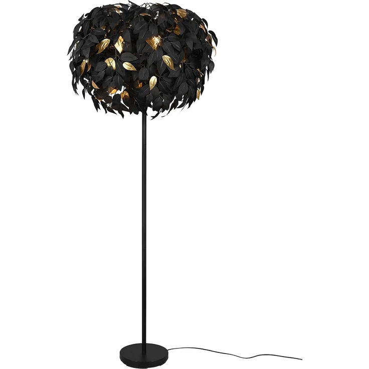 Stehleuchte, Blattdesign, Metall, schwarz gold, H 180 cm – Bild 9