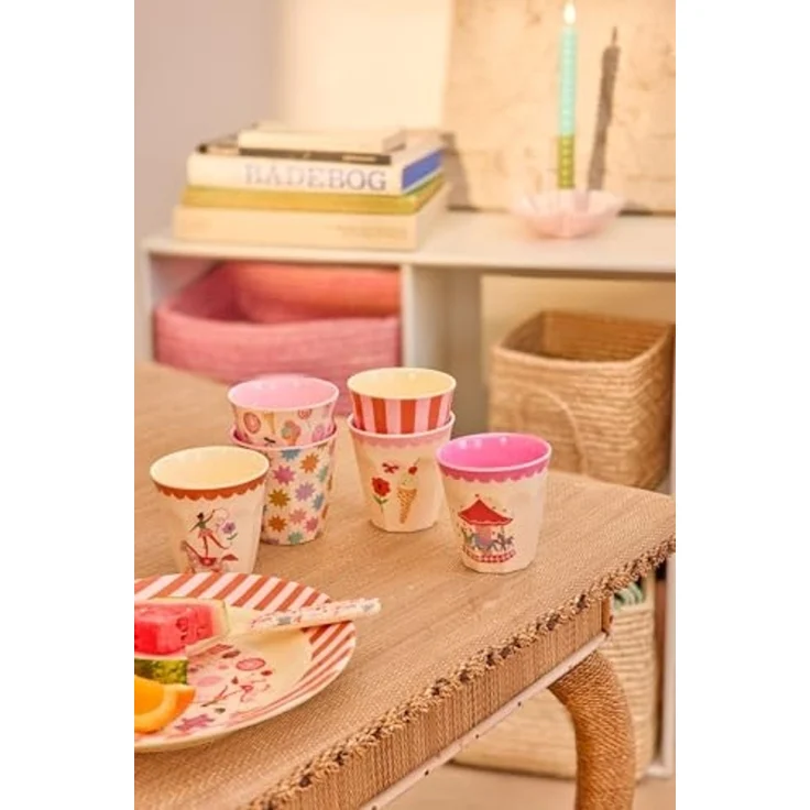rice Kinderbecher Rice Melamin Becher 6er-SET Pink - Fun Fair Print 160ml, Melamin – Bild 2