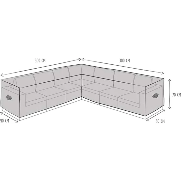 Wetterfeste Schutzhülle Abdeckung für L-förmiges Garten Lounge Set, Polyester grau, 300 x 300 x 90 cm – Bild 3