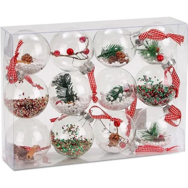 BRUBAKER Weihnachtsbaumkugel Christbaumkugel Set aus Acryl (12 St), Baumkugel Set mit Juteaufhängern, befüllte Weihnachtskugeln – Bild 4