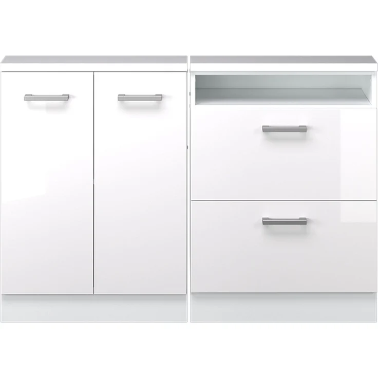 Küchenschrank für Dachschrägen R-Line Weiß Hochglanz 120 cm 2er Set Vicco – Bild 4