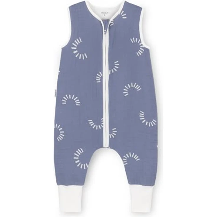 Ehrenkind® Baby Sommerschlafsack mit Füßen Musselin | aus weicher OEKO-TEX zertifizierter Bio-Baumwolle | Sommer Baby Schlafsack 1 TOG Gr. 100 Farbe Jeansblau Gemustert – Bild 2