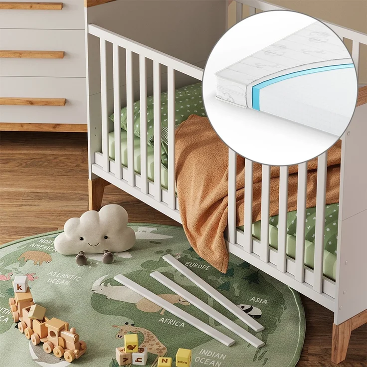 Babybett Malia Weiß/Artisan 70x140 cm mit Matratze Vitalispa – Bild 4