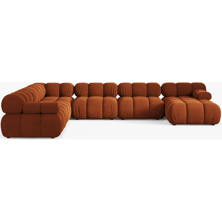 Micadoni Modulares Panorama Ecksofa Bellis 8-Sitzer Samt Bluvel Terrakotta Links – Bild 3