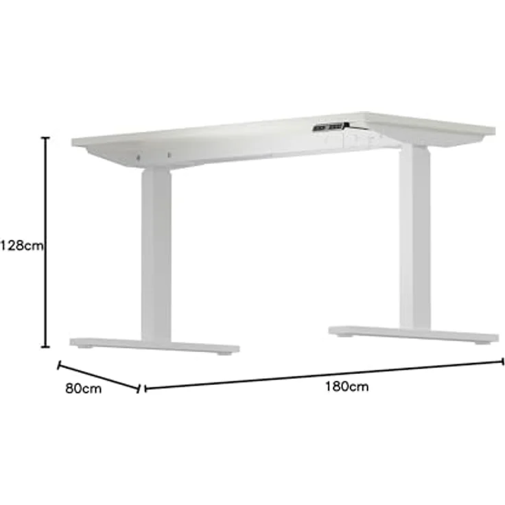 Höhenverstellbarer Schreibtisch E-WonderTech, EWT1808005, Platte 005 weiß, Gestell 333 schwarz, H 630-1280 x B 1800 x T 800 – Bild 2