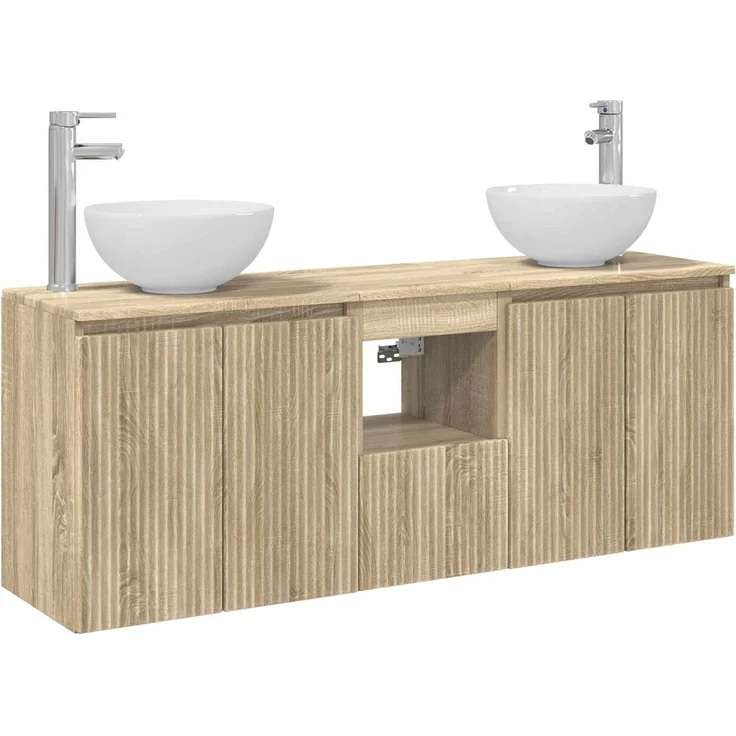 vidaXL Wandhängendes Badezimmerschrank-Set 3 stk. Sonoma-Eiche 3405629 – Bild 2
