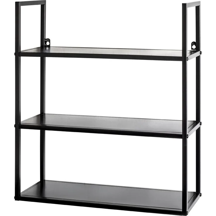 Wandregal >25564< in schwarz, Metall - 50x58x20cm (BxHxT)