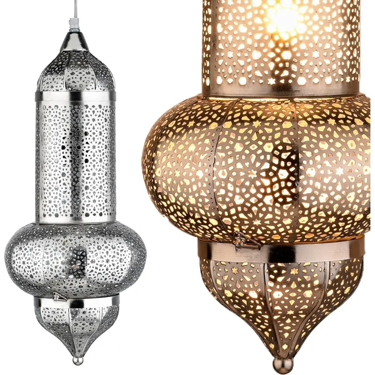 Marrakesch Orient & Mediterran Interior Pendelleuchte Orientalische Pendelleuchte Jamini Silber 51 cm, Handarbeit & Boho, Leuchtmittel nicht im Lieferumfang enthalten, Handarbeit – Bild 7