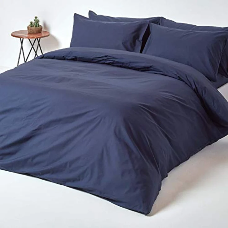 Homescapes Perkal-Spannbettlaken, Dunkelblau, 120x190 cm, Oeko-Tex®, 100% Baumwolle, hypoallergen, Maschinenwäsche – Bild 4