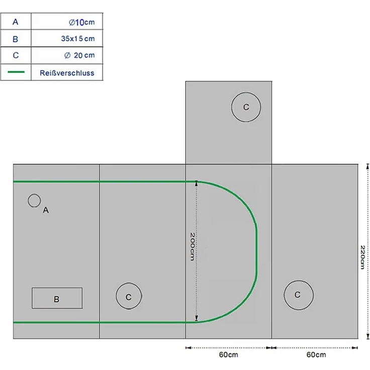 Growbox Gewächshaus Indoor Pflanzenzelt Zuchtzelt Growroom Zuchtschrank Darkroom Zimmergewächshaus Growschrank - 60x60x220 cm – Bild 4