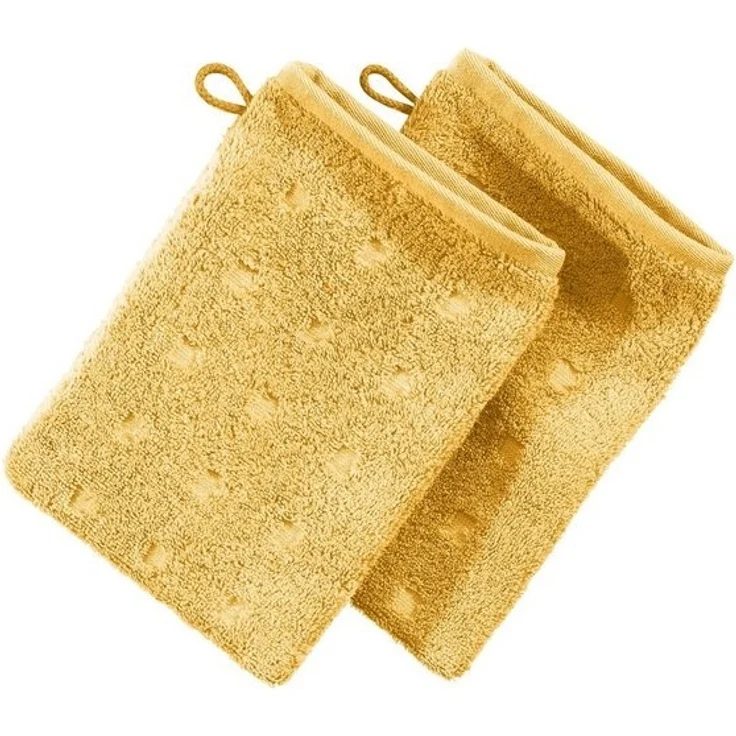 Möve Waschhandschuh Waschhandschuh 2er-Pack "Quadretti", Frottier (2-St), Walk-Frottier Uni – Bild 2