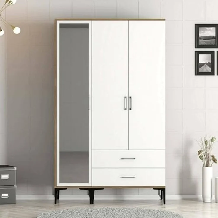 Dmora Kleiderschrank 3 Türen Shaula 120x47,5 cm Braun 2 Regale – Bild 5