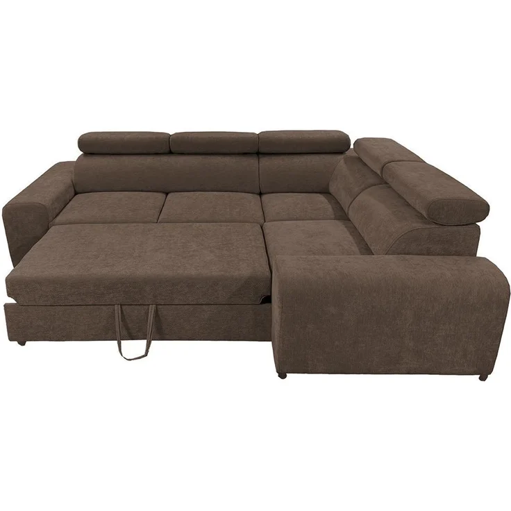 Wohnero24 - Höchste Qualität - Modernes Ecksofa PAVONE 2 - 260x193 cm – Chenille Stoff – Schlaffunktion 190x125 cm & Bettkasten - Dunkelbraun – Bild 5