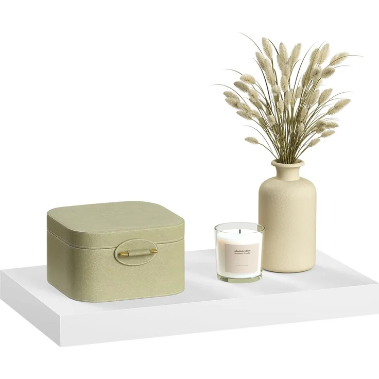 eSituro Wandregal, schwebendes Regal für Wandmontage, Schweberegal Hängeregal Wandbrett im Wohnzimmer Schlafzimmer Küche Badezimmer, weiß modern, MDF, 30 x 3,8 x 22,9 cm – Bild 1