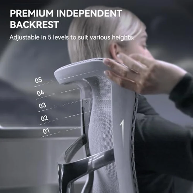 SIHOO Doro S300 Ergonomischer Bürostuhl, Computerstuhl, Gaming-Stuhl mit dualem dynamischem Lendenwirbelstützsystem, 6D-koordinierten Armlehnen, verstellbarem Rollstuhl (Weißem Samt-Mesh) – Bild 3