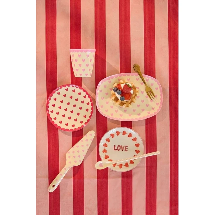rice Teller Rice Melamin Teller Rechteckig - Herz Print Rosa 23 x 16,5 cm, (1 St) – Bild 2