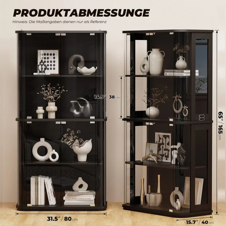BROTTAR Glasvitrine im Runddesign 4 Ebenen mit LED Beleuchtung & Sensor (1-St) Vitrine für Figuren und Sammlungen – Bild 4