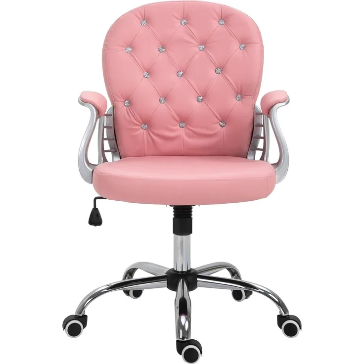 Vinsetto Ergonomischer Bürostuhl, Chefsessel, Gepolsterte Rückenlehne, Rosa, PU, 59,5x60,5 95-105 cm