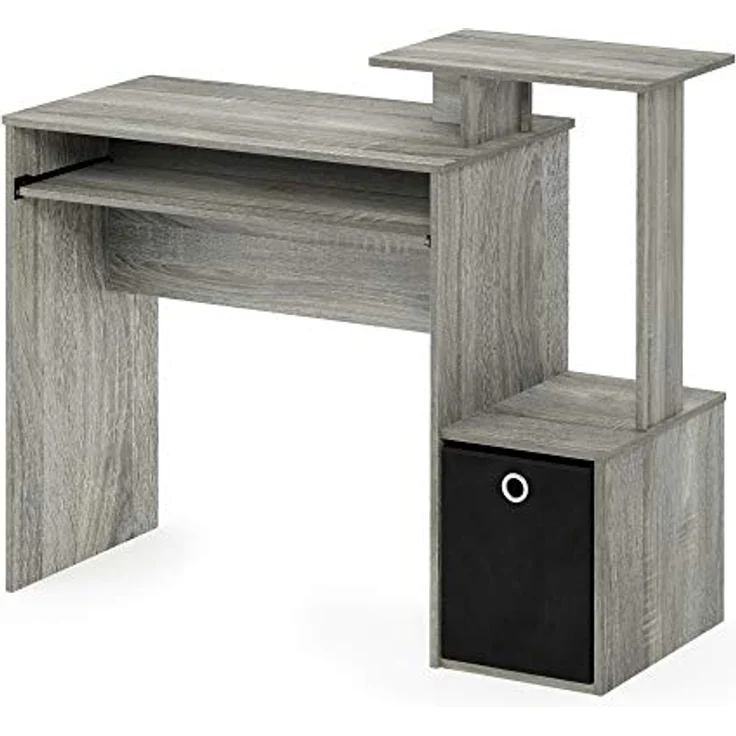 Furinno Econ Mehrzweck Home Office Computer Schreibtisch mit Ablage und Einschub, holz, Französische Eiche Grau/Schwarz, 40. 01x40. 01x86. 61 cm – Bild 9