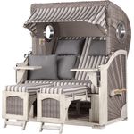 Strandkorb Komplettset - bene living - Ammersee Mahagoni washed grey - PE Koboo grey - Modell 545 - inkl. Liftersystem