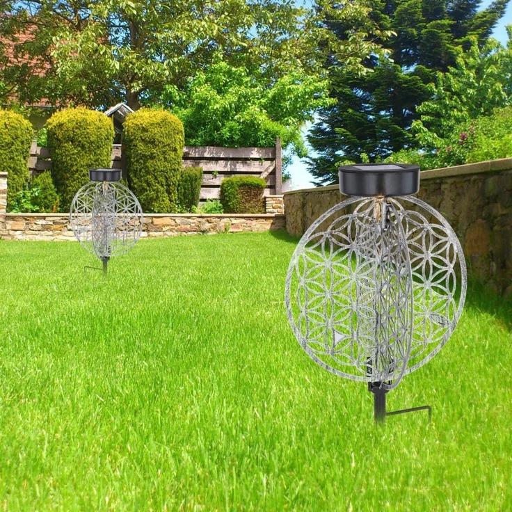 Solarleuchte Garten Scheibe 20cm Solarlampe Außen Leuchte Solar mit Pflegetuch – Bild 6