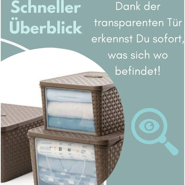4er Set Aufbewahrungsbox mit Deckel Frontöffnung Schrank Organizer Stapelbox Kleiderschrank Korb mit Deckel Aufbewahrungskorb Aufbewahrung Badezimmer – Bild 6