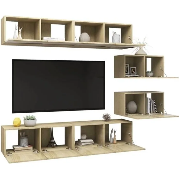 vidaXL 6-tlg. TV-Schrank-Set Sonoma-Eiche Spanplatte [3079041]