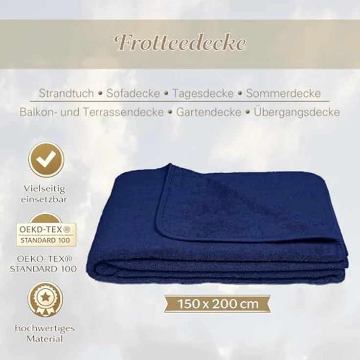 Wohndecke Frotteedecke, KiGATEX, 100% Baumwolle, 150x200 cm – Bild 7