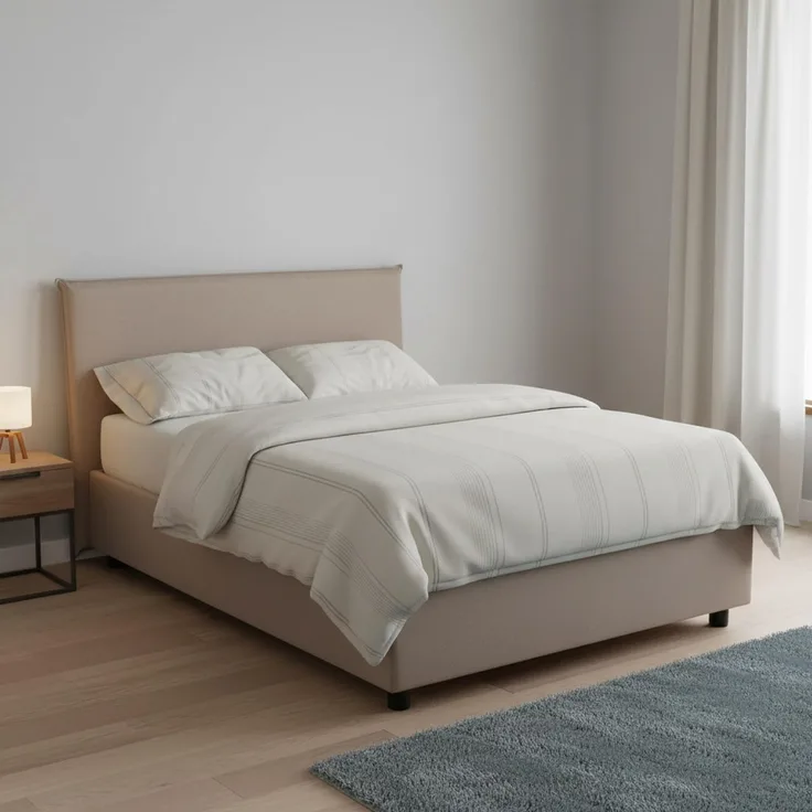 Talamo Italia - Doppelbett Asmara, Bettkasten mit Stoffbezug, 100 % Made in Italy, Öffnung vorne, inklusive Matratze 120x190 cm, taubengrau