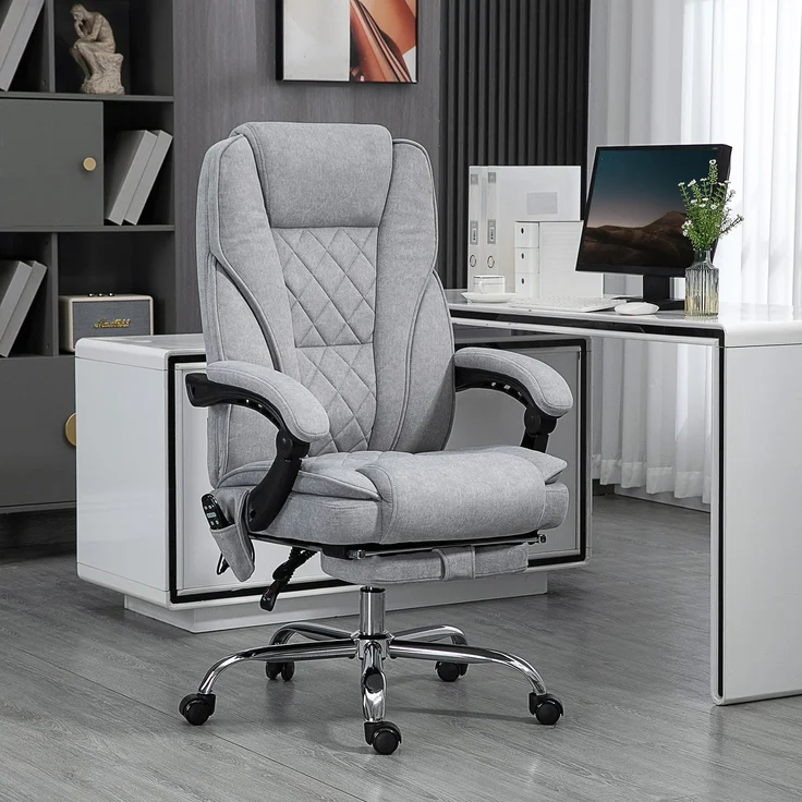 MELAYR, Ergonomischer Bürostuhl mit Massagefunktion, Fußstütze, drehbar, rollbar, Grau, 72 x 67 x 119 cm – Bild 3
