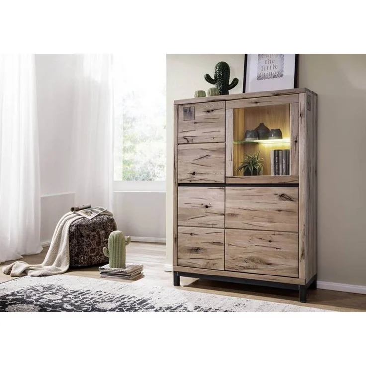 Highboard Wildeiche 103x40x148 bianco geölt VILLANDERS #205 – Bild 6