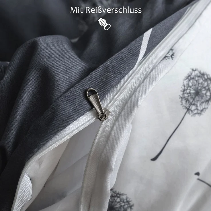 KEAYOO Bettwäsche QCJY, Baumwolle, 2 teilig, Baumwolle, Mit Reißverschluss, Mit Pusteblume Muster – Bild 2