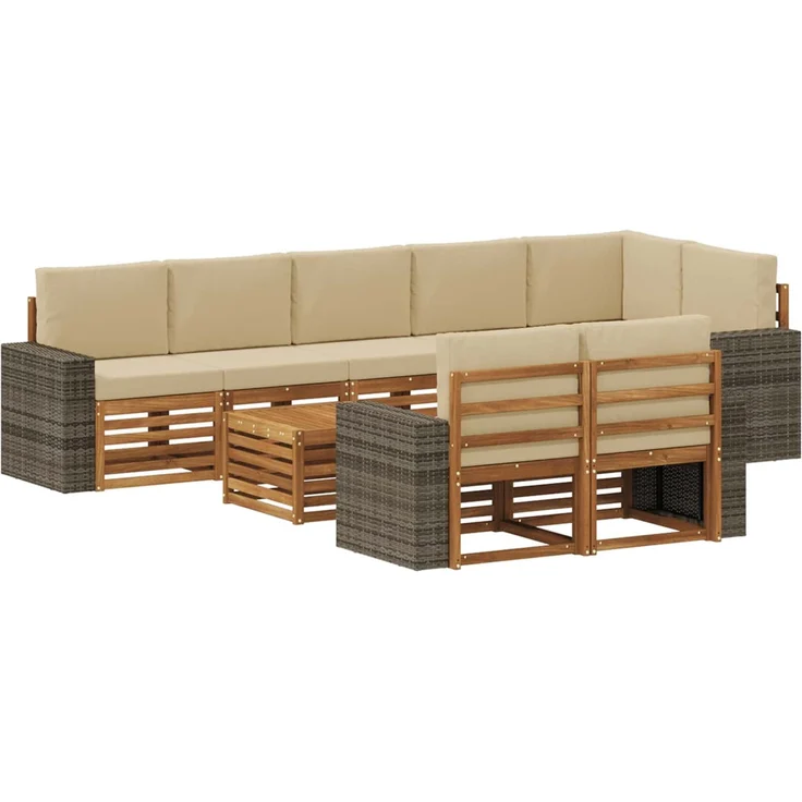 vidaXL Outdoor-Sofagarnitur 9 stk. 8-Sitzer Natur und Beige 3384549 – Bild 2