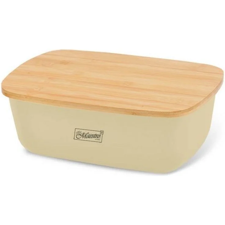 Feel Maestro Brotkasten MR-1776-IVORY Bambusdeckel, Kunststoff + Bambusholz, 35 x 24 x 12 cm – Bild 3