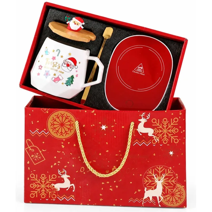 Weihnachts-Kaffeebecher Geschenkschachtel Keramiktasse Weihnachtsmann Rot 28 x 16 x 23 cm