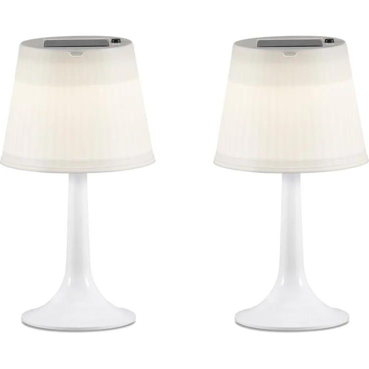 2er-Set Solar High Power LED-Tischlampe ASSISI, IP44, weiß, Höhe 36 cm