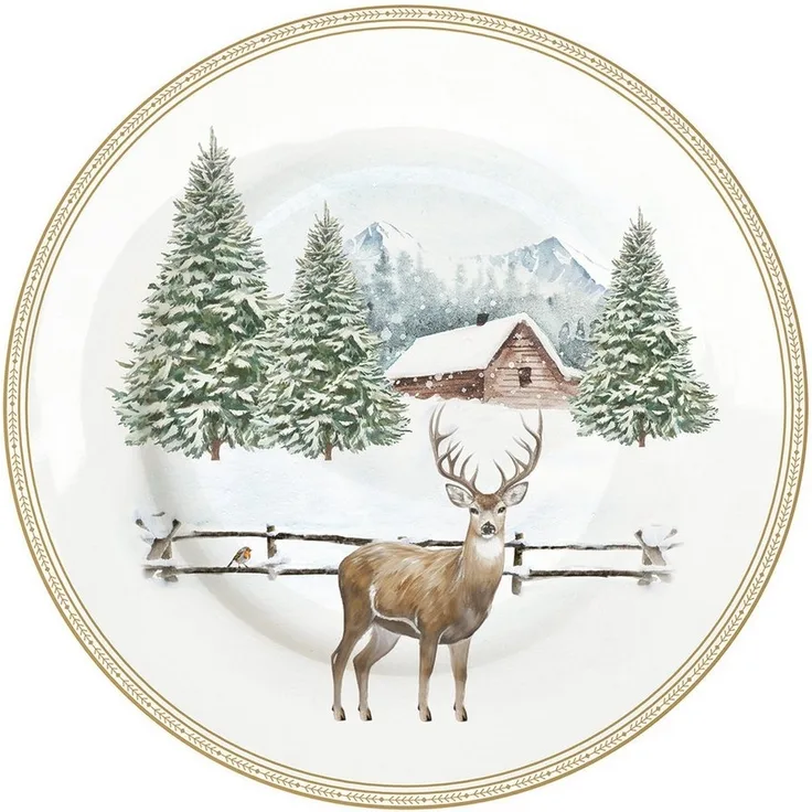 EasyLife Kuchenteller White Forest, Spülmaschinengeeignet, Weiß, Motiv: Winterwald