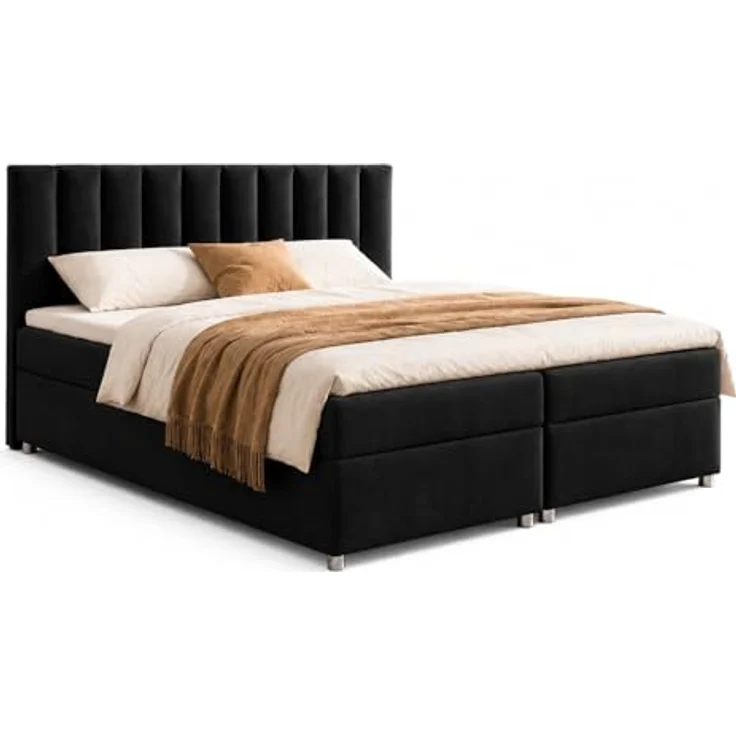 Best For Home Boxbett Trinity K-10, Schwarz, 160x200 cm, mit Bettkasten und 18 cm Matratze – Bild 1