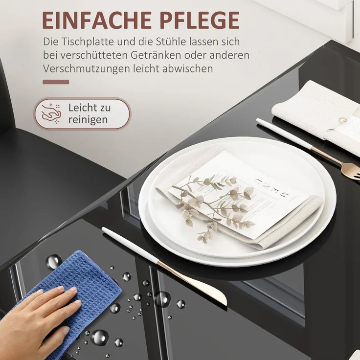 Essgruppe Esstisch mit 2 Stühlen Platzsparende Esszimmergruppe Sitzgruppe Schwarz--Schwarz--75x75x75cm--YOUDENOVA – Bild 7